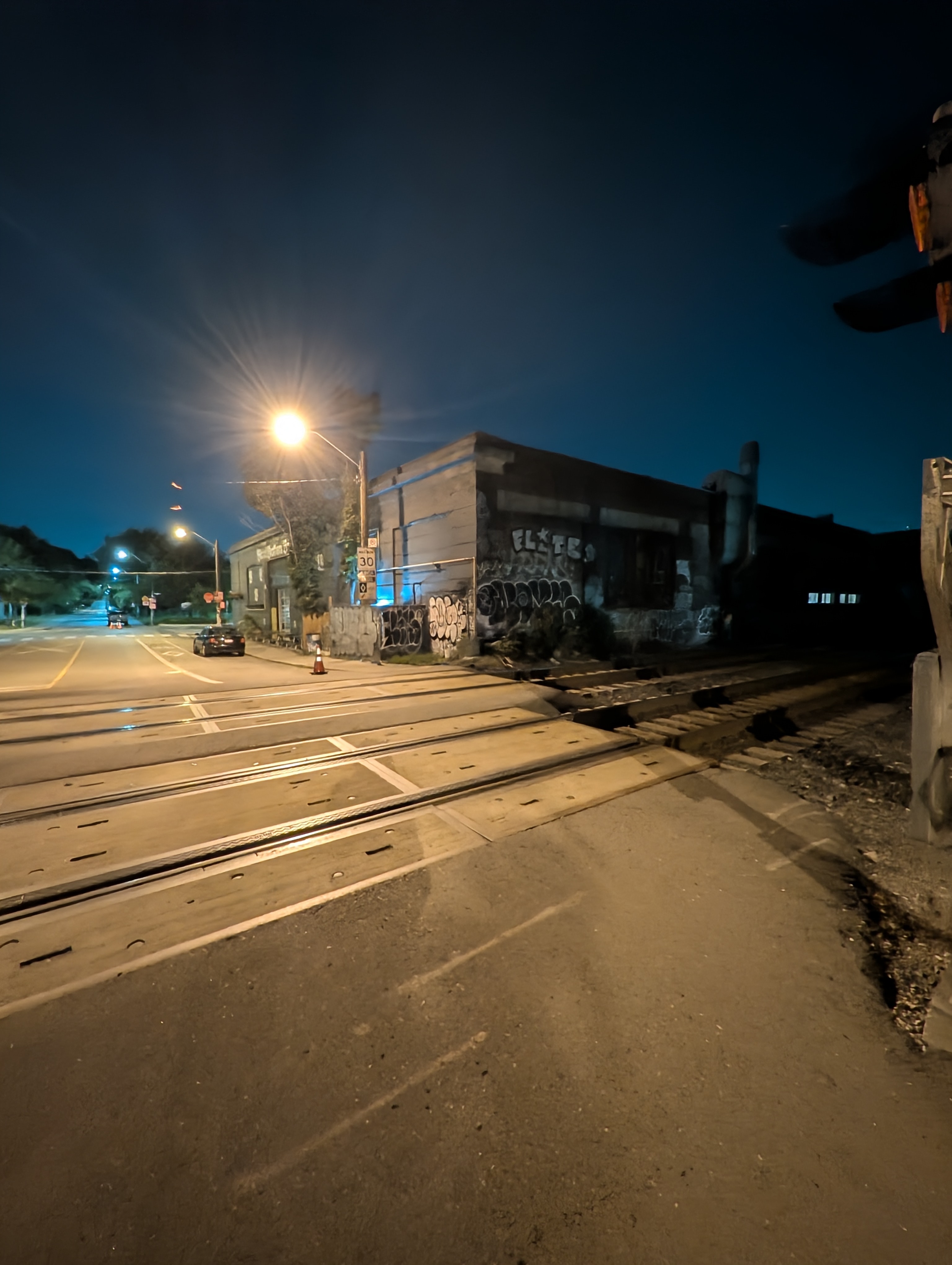 Wide night field photograph of the Automall site