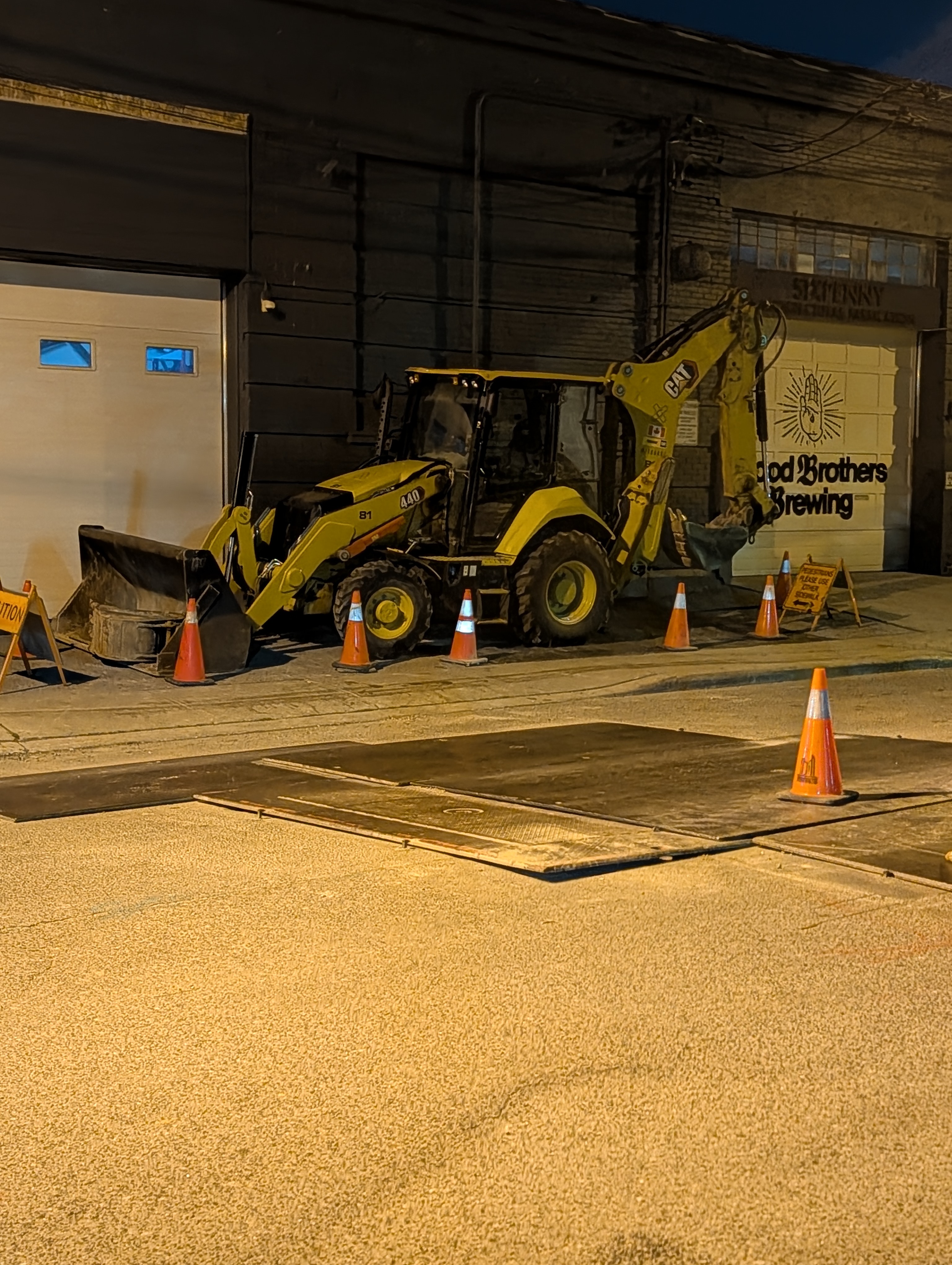 Final night field photograph at the Automall