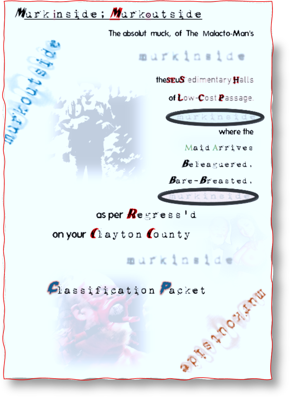 Pale typographic classification sheet titled Murk inside; Murk outside