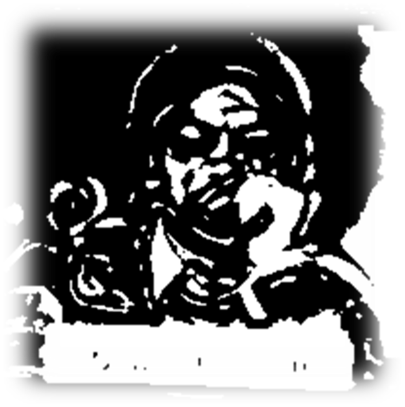 High-contrast figure pressed into an obsolete telephone terminal